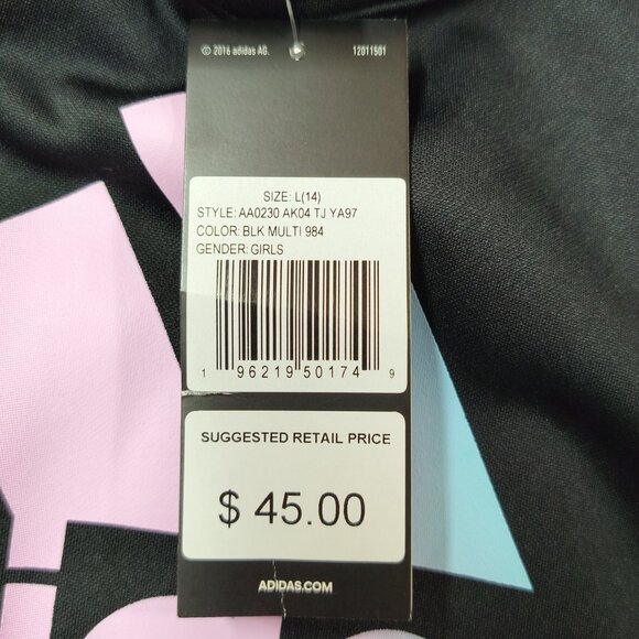 Adidas Kids Hyperreal Graphic Hoodie Drip Design Logo Girl's Size Large 14 NEW - Picture 2 of 6